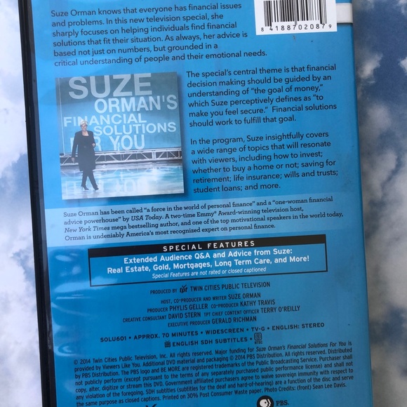 Suze Orman DVD Financial Solutions For You PBS 70 Minutes. EXCELLENT Condition. - Picture 5 of 5